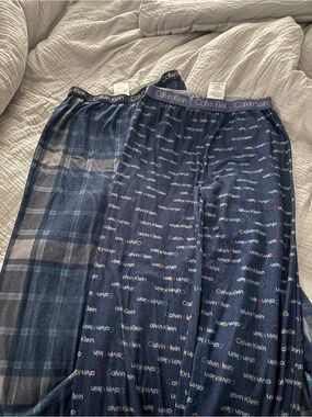 Calvin Klein Navy Plaid & Logo Lounge Pants Duo
